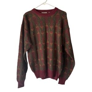 Vintage 80s Sweater Graphix Mens‎ M Crewneck Knit Geometric Grandpa Academia